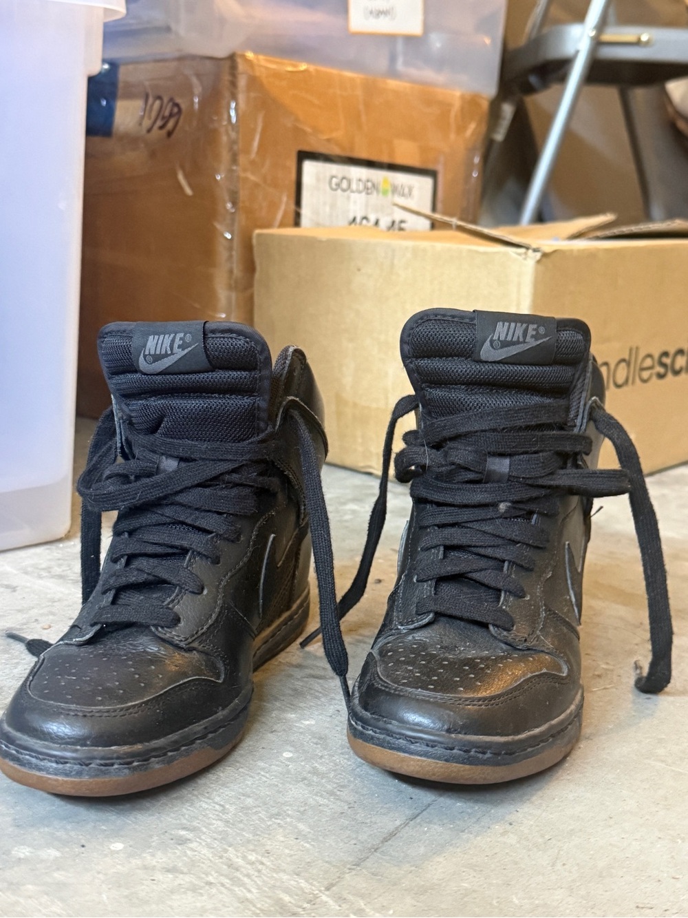 Nike Black High Top Sneakers with Brown Outsole